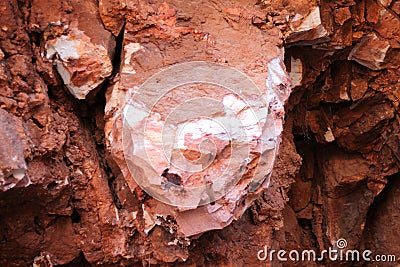 Open pit opal mining in Tequisquiapan Queretaro, Mexico is a natural wonder of towering orange rock formations Stock Photo