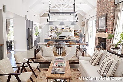 Open plan interior of a modern period conversion family home Stock Photo