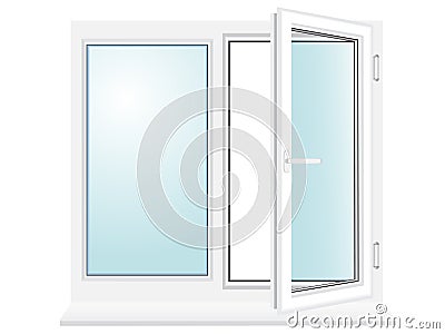 Open plastic glass window illustration Vector Illustration