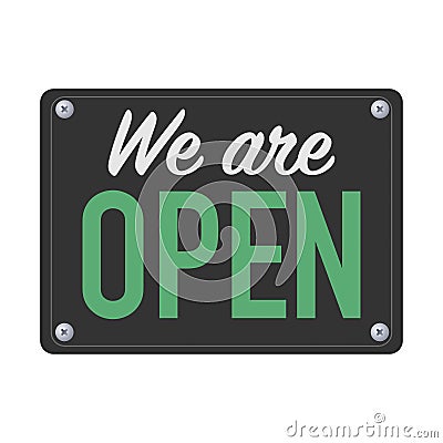 We are open plate sign for customers Vector Illustration