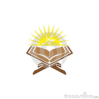 Open Read Quran Islamic Illustration Design. eps10 Vector Illustration