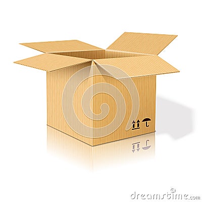 Open realistic cardboard box Vector Illustration