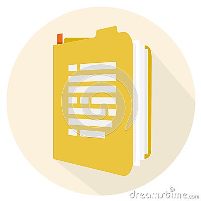 Open Rectangular folder flat round icon Vector Illustration