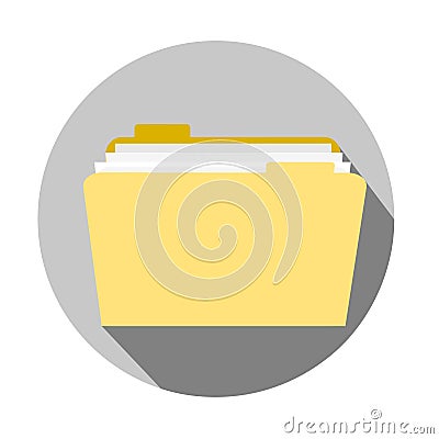 Open Rectangular folder flat round icon Vector Illustration