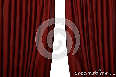 Open red curtains in theatre Cartoon Illustration