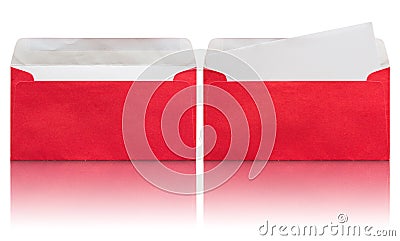 Open red envelope with blank letter Stock Photo