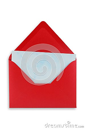 Open red envelope isolated. Stock Photo