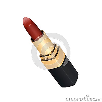 Open red lipstick golden black tube Stock Photo