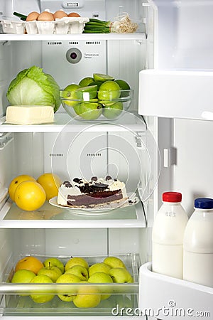 Open refrigerator Stock Photo