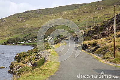 Open Road, Fee Lough Lake; Connemara National Park Stock Photo