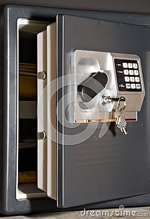 Open safe with keys Stock Photo