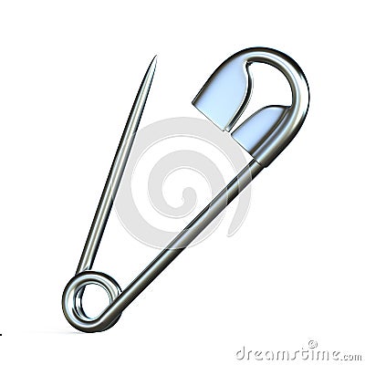 Open safety pin 3D Cartoon Illustration