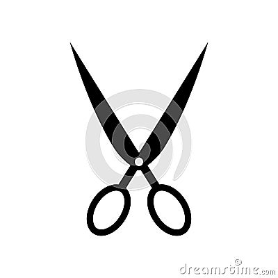 Open Scissors icon vector sign and symbol isolated on white back Vector Illustration