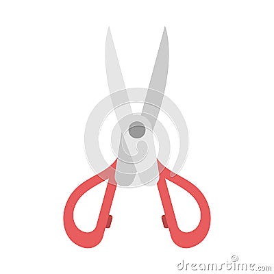 Open scissors, red handle Vector Illustration