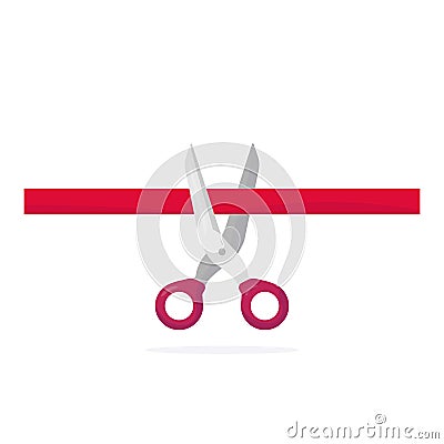 Open scissors with ribbon Vector Illustration