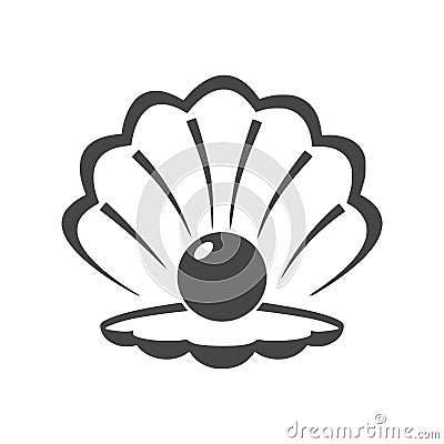 Open shell with a pearl icon Vector Illustration