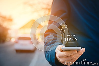 We are open - shop notification concept Stock Photo