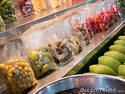 Open shop selling fresh fruits Stock Photo