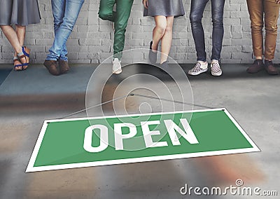 Open Sign Banner Welcome Notice Concept Stock Photo