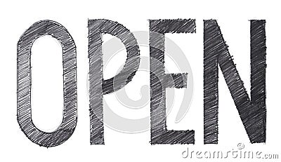 Open single word pencil stroke drawn has clipping paths Stock Photo