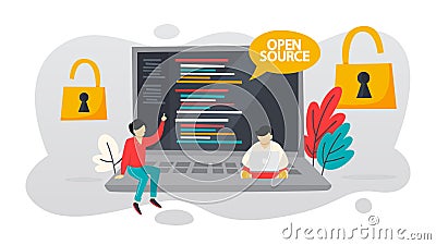 Open source concept. Free software for the computer Vector Illustration