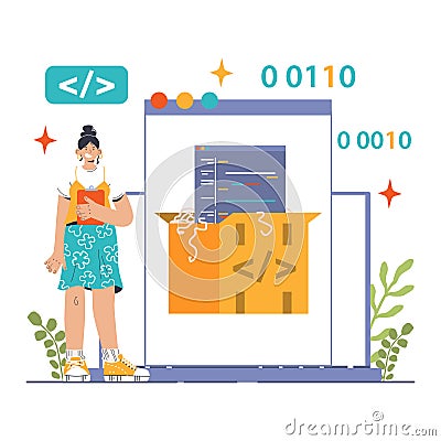 Open source. Software with code available for use, modification Vector Illustration