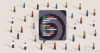 Open source software development coding collaboration crowd working Vector Illustration