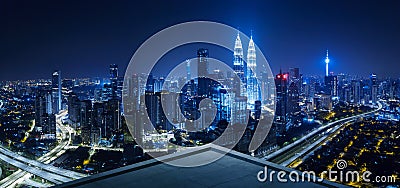 Open space balcony with Kuala Lumpur cityscape skyline view Stock Photo