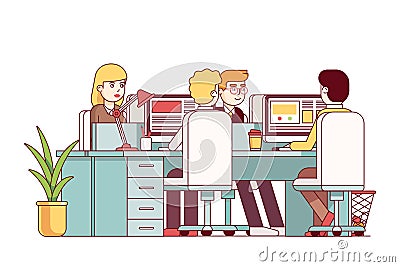 Open space office interior, business company room Vector Illustration