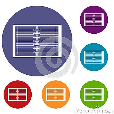 Open spiral lined notebook icons set Vector Illustration