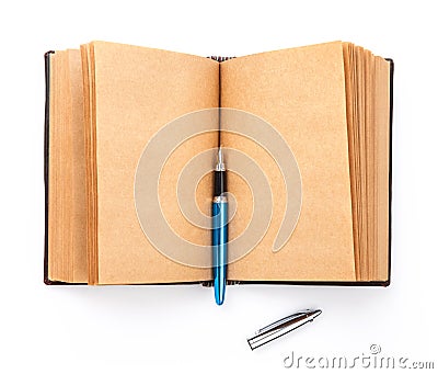 Open spread old book with blank page Stock Photo