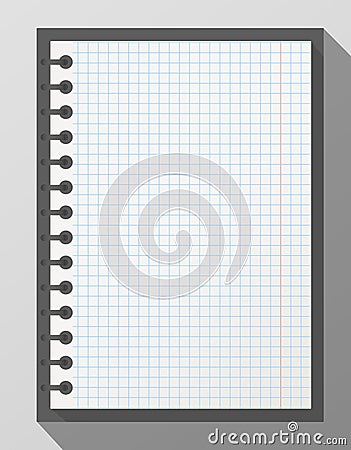 Open squared realistic notepad notebook with spiral and long shadow on gray background Vector Illustration