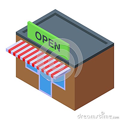 Open street shop icon isometric vector. Closed changed day Vector Illustration