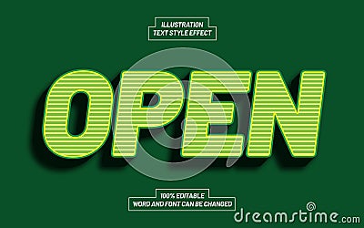 Open Stripped Text Style Effect Vector Illustration