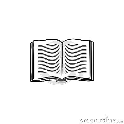 Open student book hand drawn sketch icon. Vector Illustration