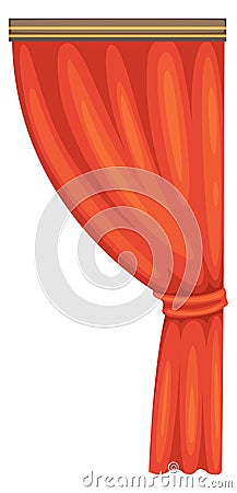 Open theatre curtain. Red luxury cloth drapery Vector Illustration