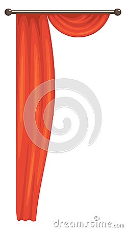 Open theatre curtain. Red velvet cornice drape Vector Illustration