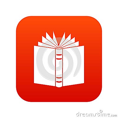 Open thick book icon digital red Vector Illustration