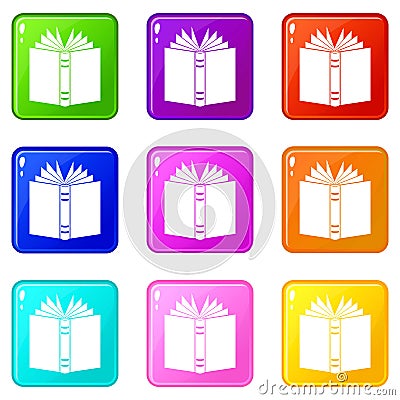 Open thick book set 9 Vector Illustration