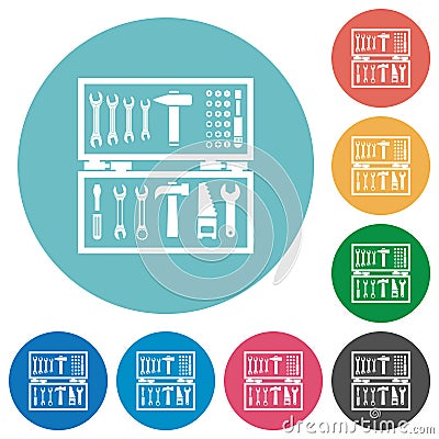 Open toolbox flat round icons Stock Photo