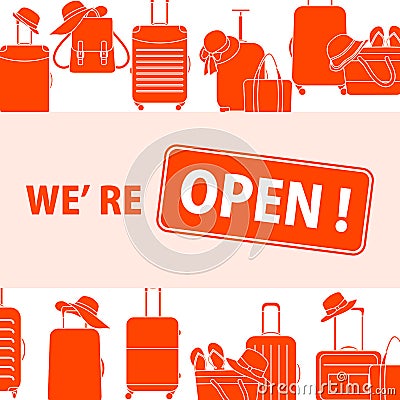 Open Travel agencies Ticket booking Fly Returned Vector Illustration