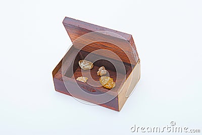 Open treasure box with menerals Stock Photo