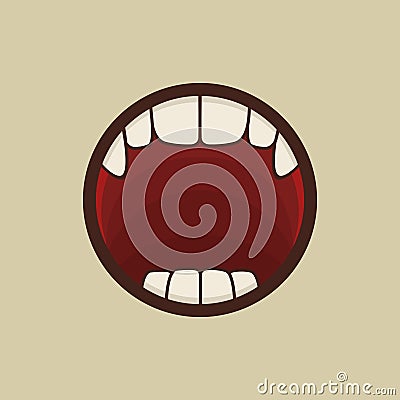 Open Vampire Mouth with Teeth Vector Vector Illustration
