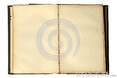 Open Vintage Book with Blank Pages Stock Photo