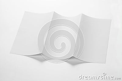 Open White Blank Folded Trifold DL Flyer for Mock up Stock Photo