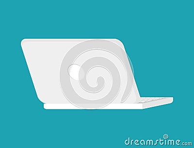 Open white laptop back isolated. notebook pc. Portable computer Vector Illustration