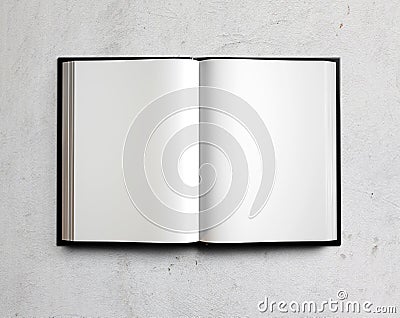 Open white textbook on concrete. 3d render Stock Photo