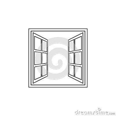 Open window line icon in flat style isolated on white background. For your design, logo. Vector Vector Illustration
