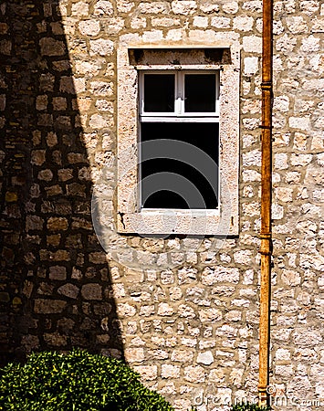 Open window in old building. Stock Photo