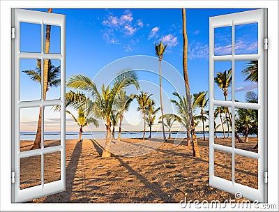 Open window to the sea Stock Photo